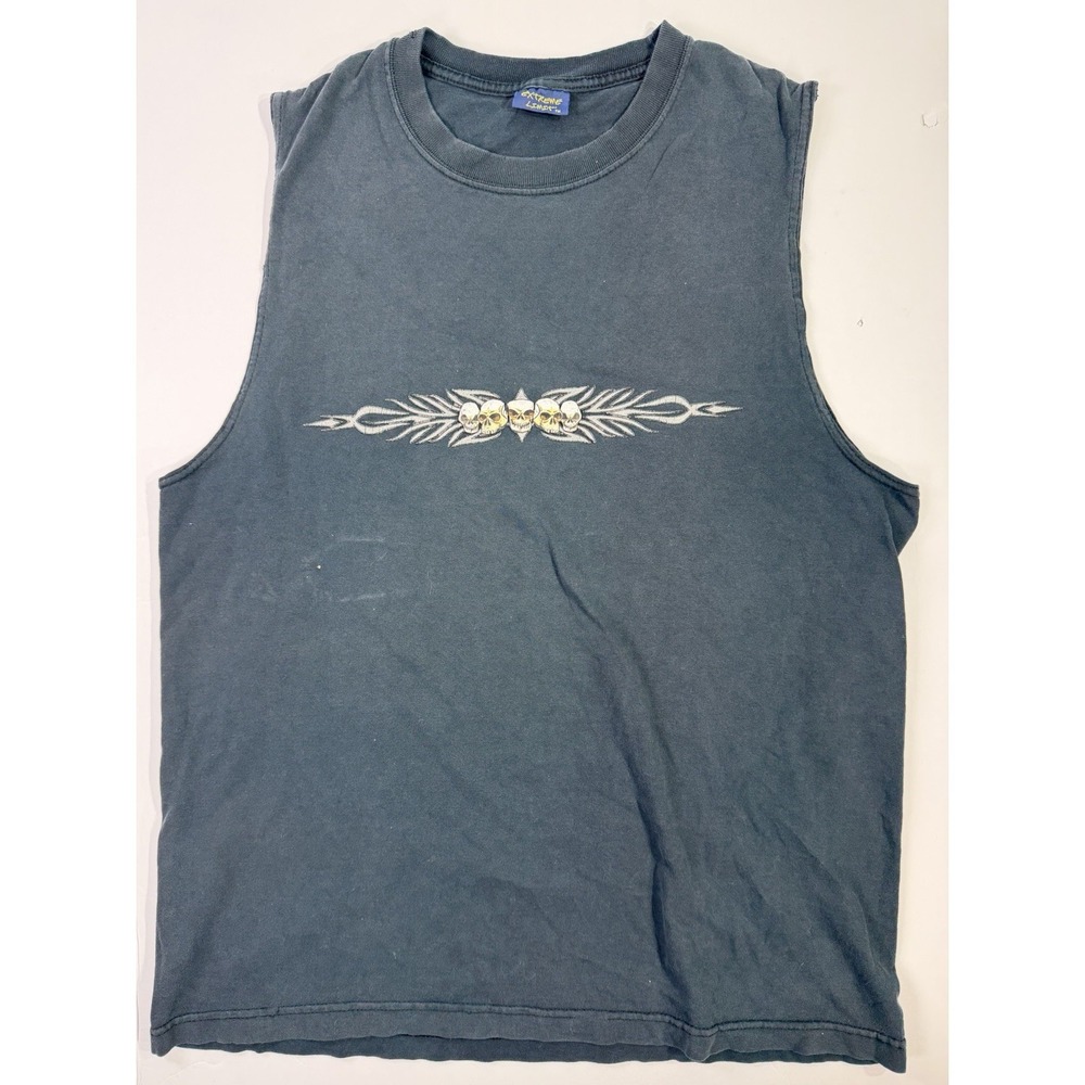 Extreme Limit Skull Graphic Sleeveless Tank Top Mens Vintage Biker Style